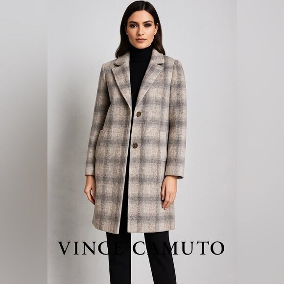 Vince Camuto Plaid Coat Size Medium - Picture 1 of 12